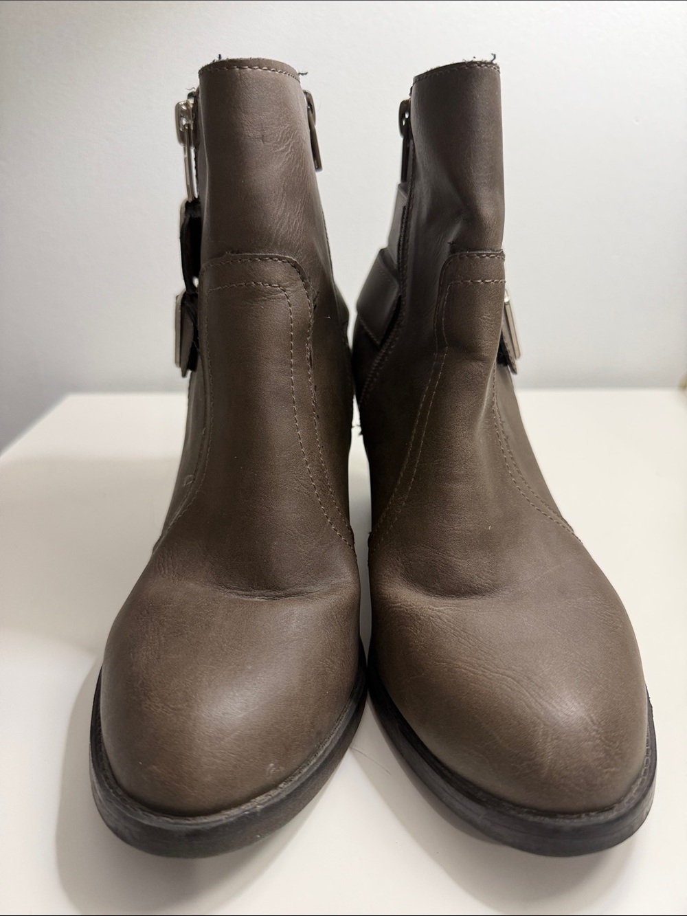 Massimo Brown Ankle Booties with Side Buckle 7.5